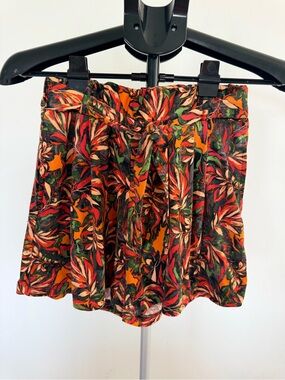 Robert Louis Orange Multi Tropical Tie-Waist Skort